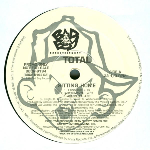 12inch Record TOTAL - Sitting Home BBDP9194PROMO Bad Boy Enterta 1998 US Rap & Hip-Hop/R&B Used
12inch Record TOTAL - Sitting Home BBDP9194PROMO Bad Boy Enterta 1998 US Rap & Hip-Hop/R&B Used