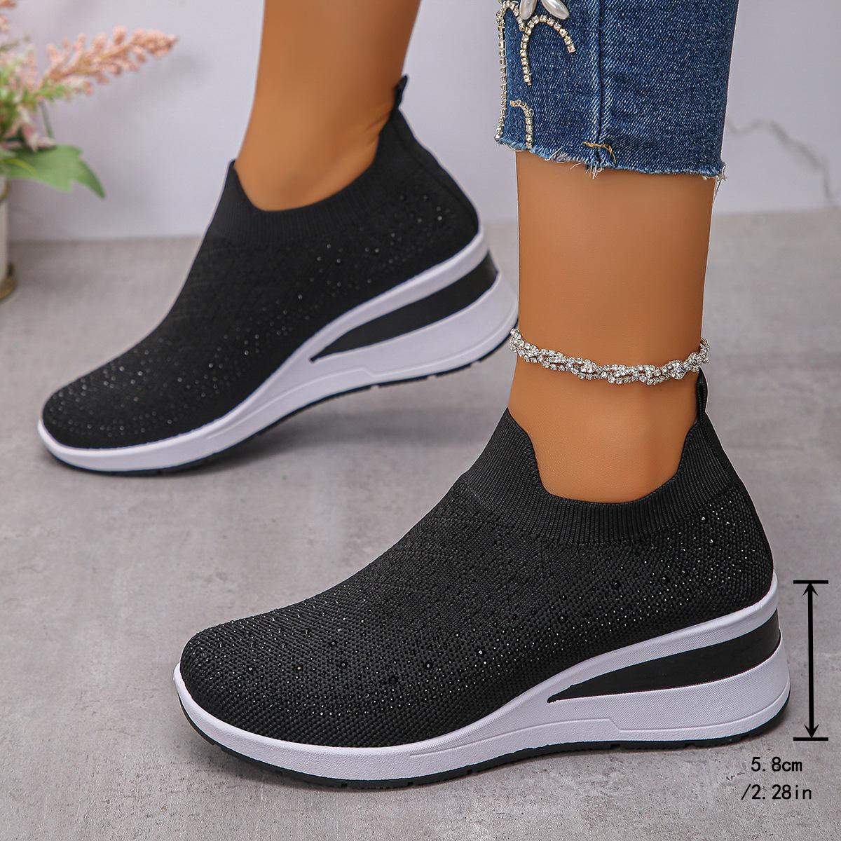 Women s Slip-On Crystal Sneakers Breathable Knitted Plus Size 36-43Casual Wedge Running Shoes Women Comfort Sports Walking Shoes 43 чорний
Women s Slip-On Crystal Sneakers Breathable Knitted Plus Size 36-43Casual Wedge Running Shoes Women Comfort Sports Walking Shoes 43 чорний