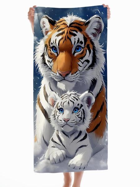 Tiger & Cub Print Bath Towel - Soft Absorbent Beach Towel for Family & Travel, Unique Wildlife Design for Summer Adventure W40*H60(CM)
Tiger & Cub Print Bath Towel - Soft Absorbent Beach Towel for Family & Travel, Unique Wildlife Design for Summer Adventure W40*H60(CM)