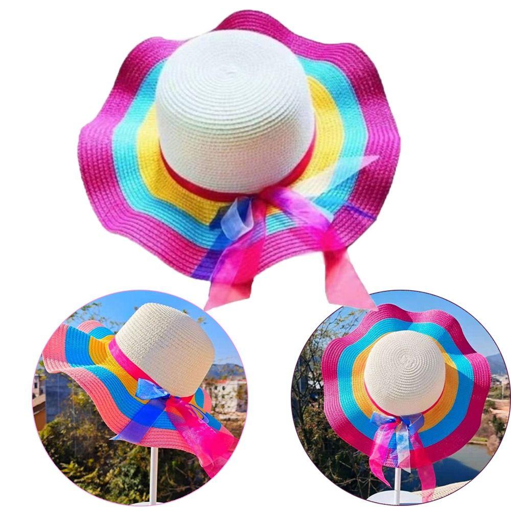 With Wire Edge Rainbow Striped Big Brim Straw Hats Sunshade Summer Hats Beach Hats 56/58cm
With Wire Edge Rainbow Striped Big Brim Straw Hats Sunshade Summer Hats Beach Hats 56/58cm