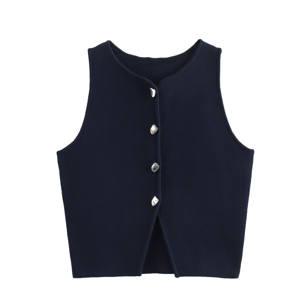 Round Neck Knitted Waistcoat Top Single Breasted Vest Crop Top Retro Knitwear Women Summer/Autumn M темно-синий
Round Neck Knitted Waistcoat Top Single Breasted Vest Crop Top Retro Knitwear Women Summer/Autumn M темно-синий