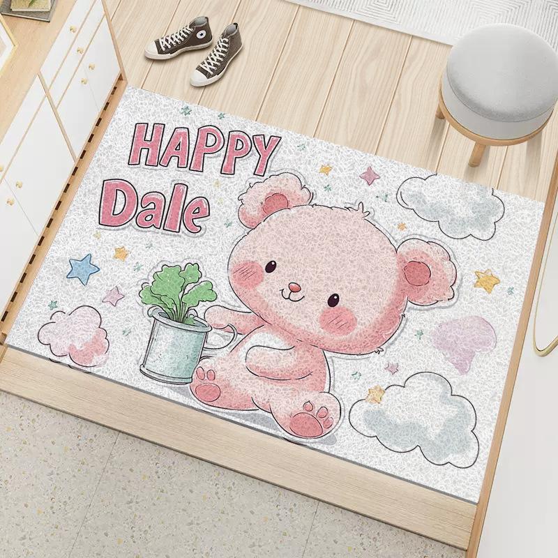 Коврик из мультяшного шелка, нескользящий коврик для двери, износостойкий коврик, пылеудаляющий коврик для крыльца, грязный, масляный и грязный дверной коврик 40 * 60CM silk ring