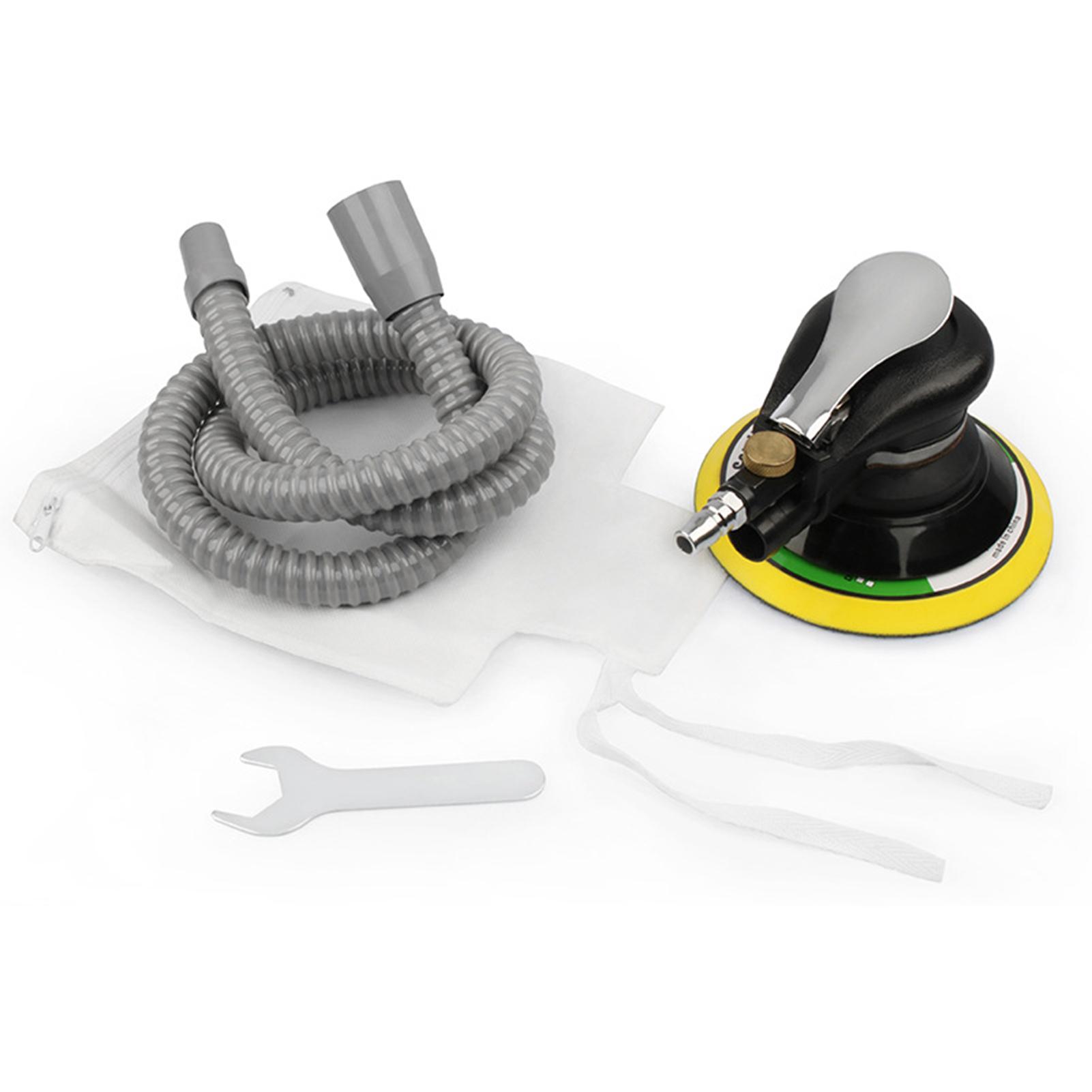 Воздушно-орбитальная шлифовальная машина 5 дюймов. Мощная пневматическая шлифовальная машина для рук со шлангом и мешком. Полировальная шлифовка. 6 inch & Vacuum разноцветный