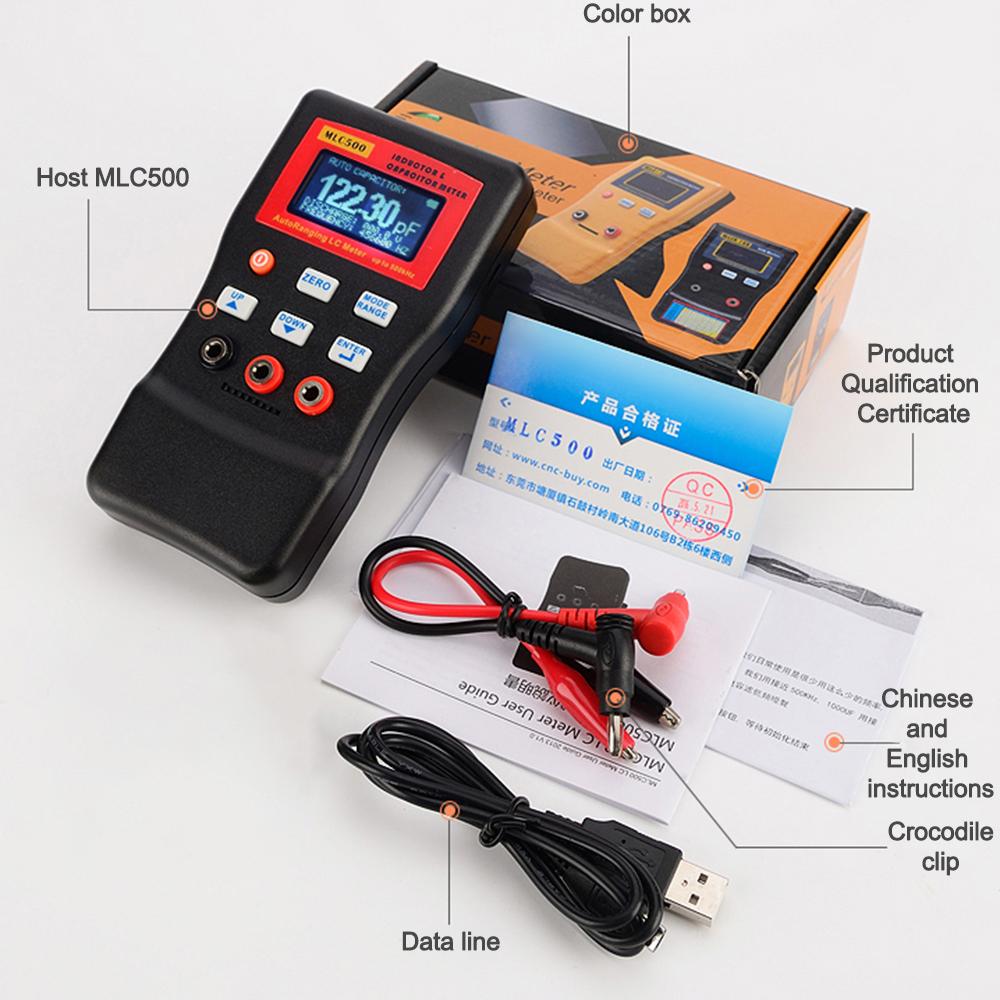 MLC500 Electronic Capacitance Inductance Meter Digital Bridge LC Meter Multimeter LC RC Oscillation To 500 KHz 100mF 4.8 Tool чорний
MLC500 Electronic Capacitance Inductance Meter Digital Bridge LC Meter Multimeter LC RC Oscillation To 500 KHz 100mF 4.8 Tool чорний