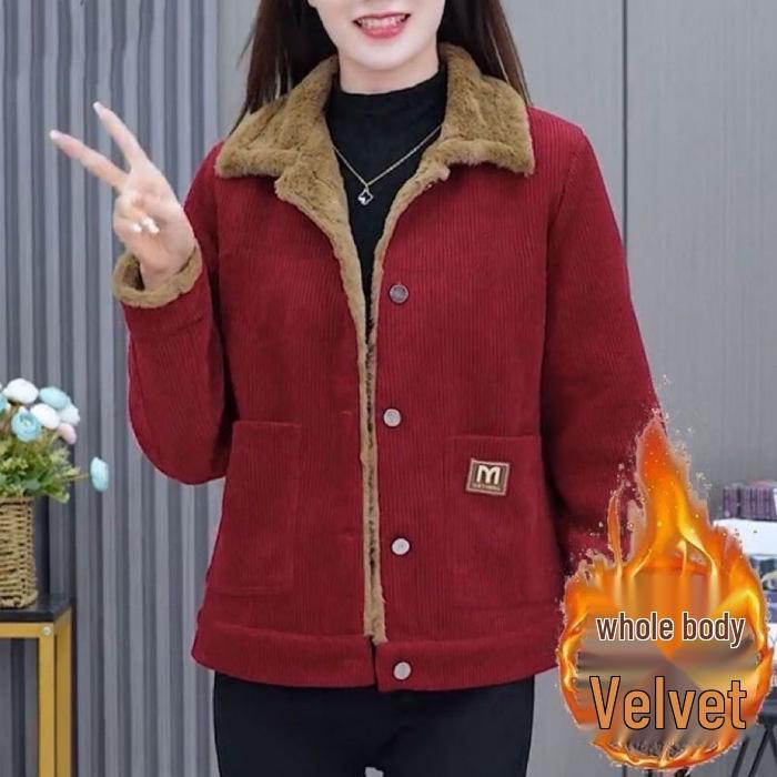 Women s Fleece-Lined Corduroy Jacket: Thick, Warm, Fashionable, Loose Fit, Slimming Long Sleeves for Autumn/Winter 3XL червоний
Women s Fleece-Lined Corduroy Jacket: Thick, Warm, Fashionable, Loose Fit, Slimming Long Sleeves for Autumn/Winter 3XL червоний