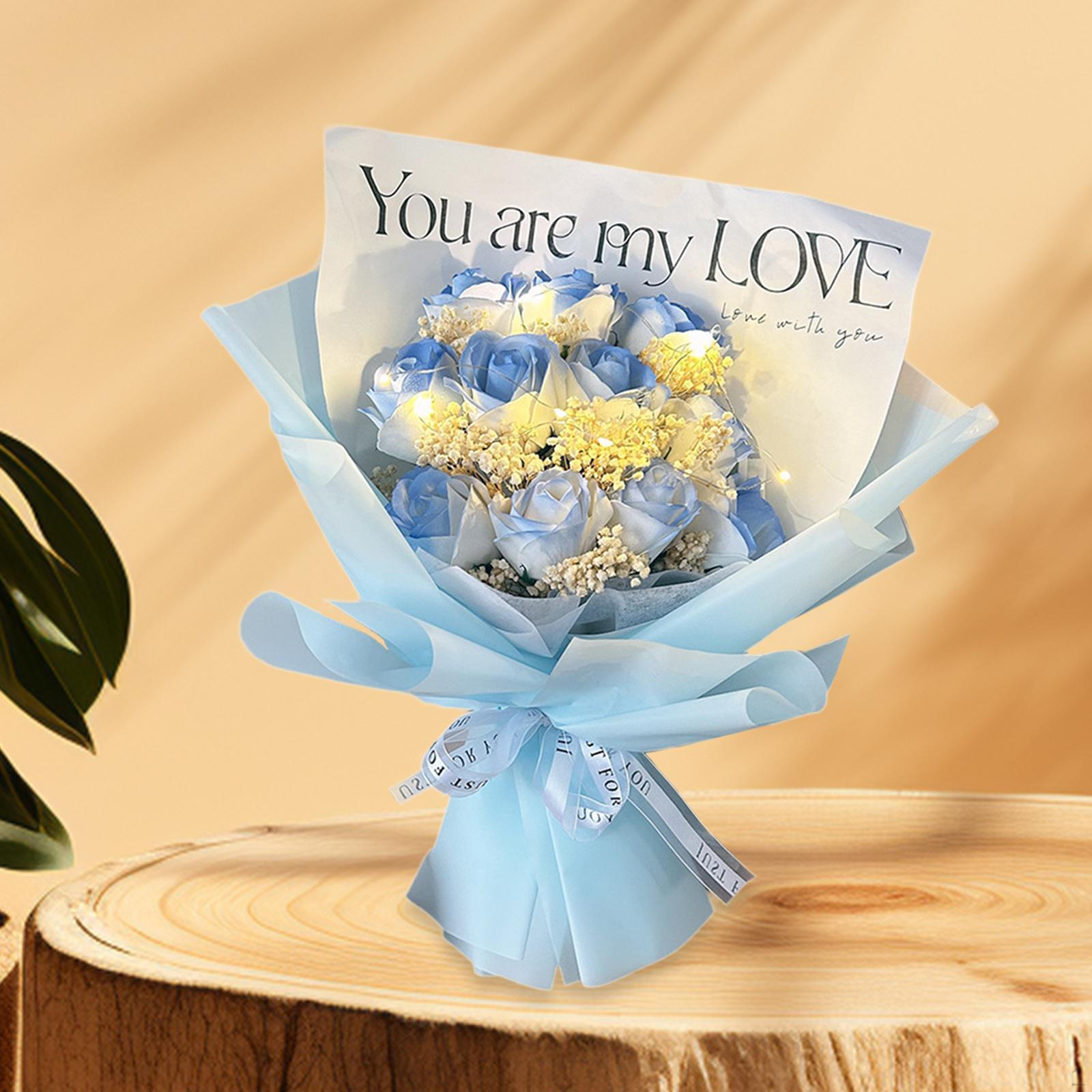 Искусственный цветок из мыла - Букет из гвоздик и роз, романтический подарок на День матери синий