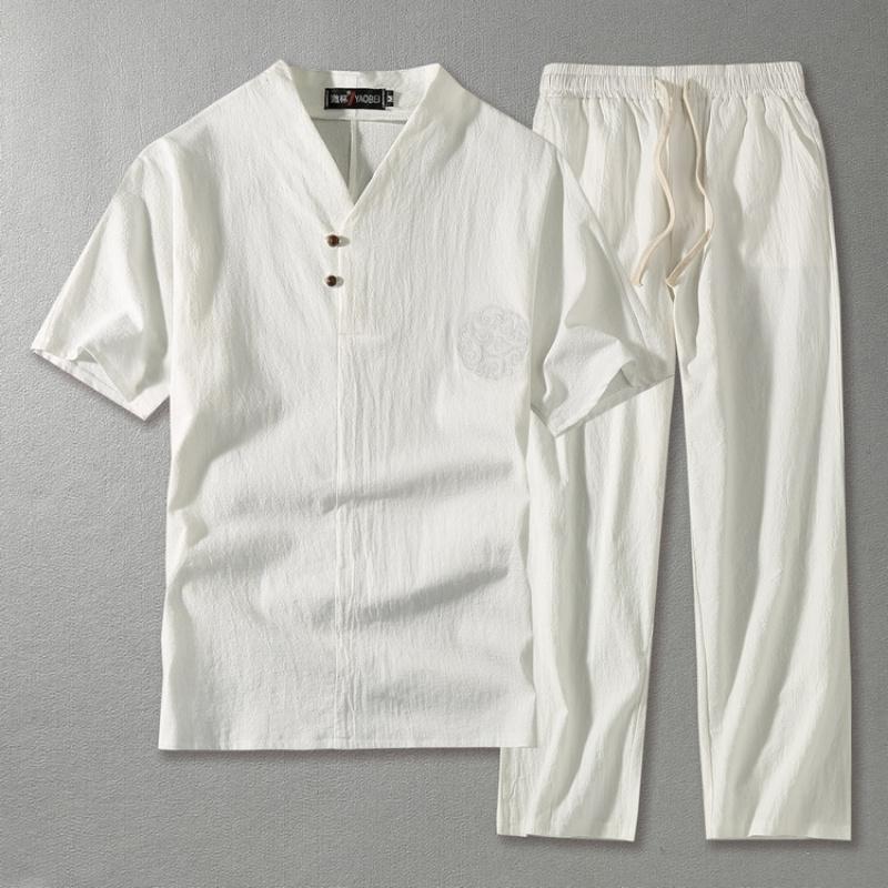 Cotton-Linen Plus-Size Casual Suit For Men Extra-Large Loose Fit For Big Guys V-Neck Short-Sleeve Top And Long Pants Two-Piece Set In Linen M белый
Cotton-Linen Plus-Size Casual Suit For Men Extra-Large Loose Fit For Big Guys V-Neck Short-Sleeve Top And Long Pants Two-Piece Set In Linen M белый