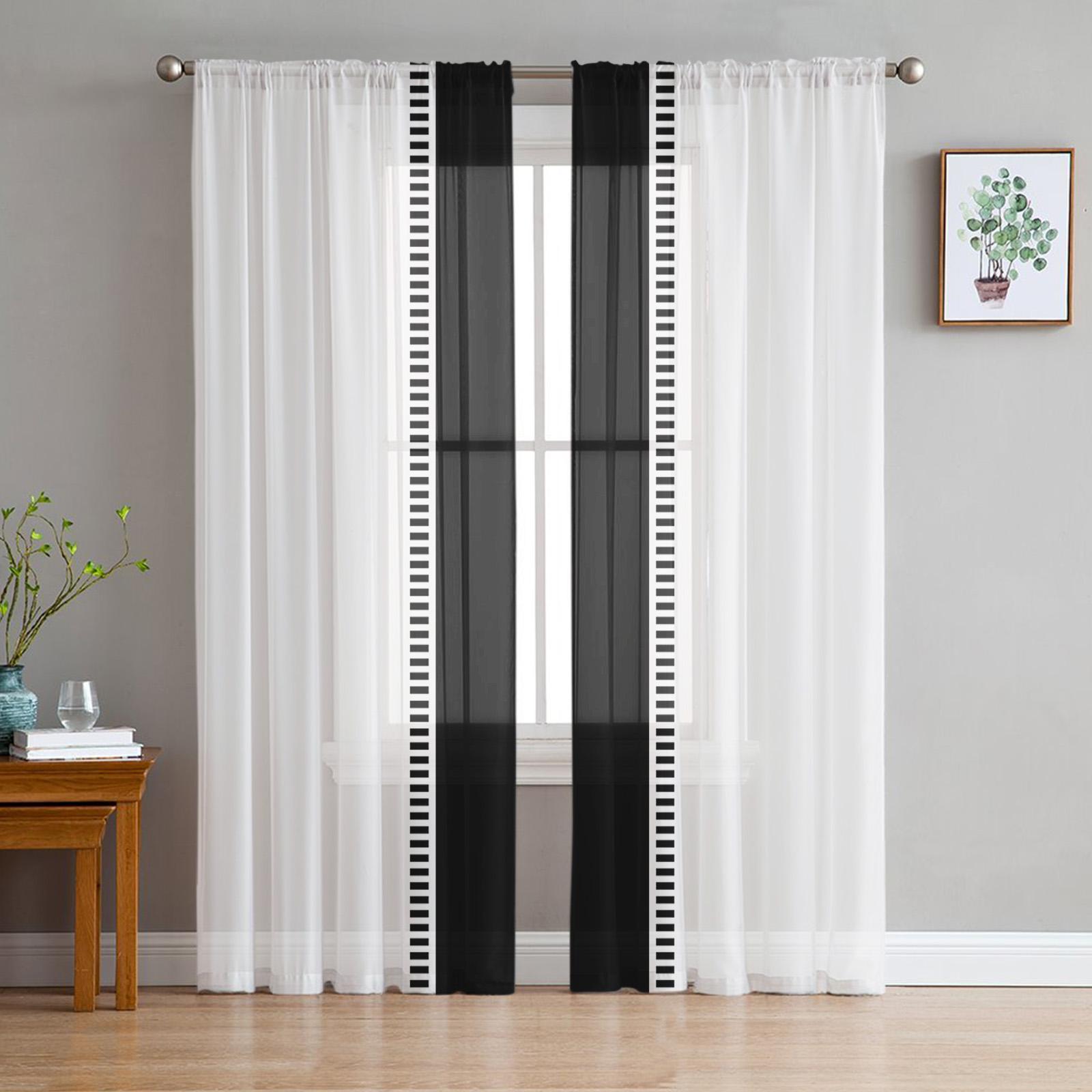 Black Stripes White Solid Color Texture Sheer Curtains for Living Room Decoration Window Curtains Kitchen Tulle Voile Curtains (As shown-6993)-W135 x H115cm x1
Black Stripes White Solid Color Texture Sheer Curtains for Living Room Decoration Window Curtains Kitchen Tulle Voile Curtains (As shown-6993)-W135 x H115cm x1