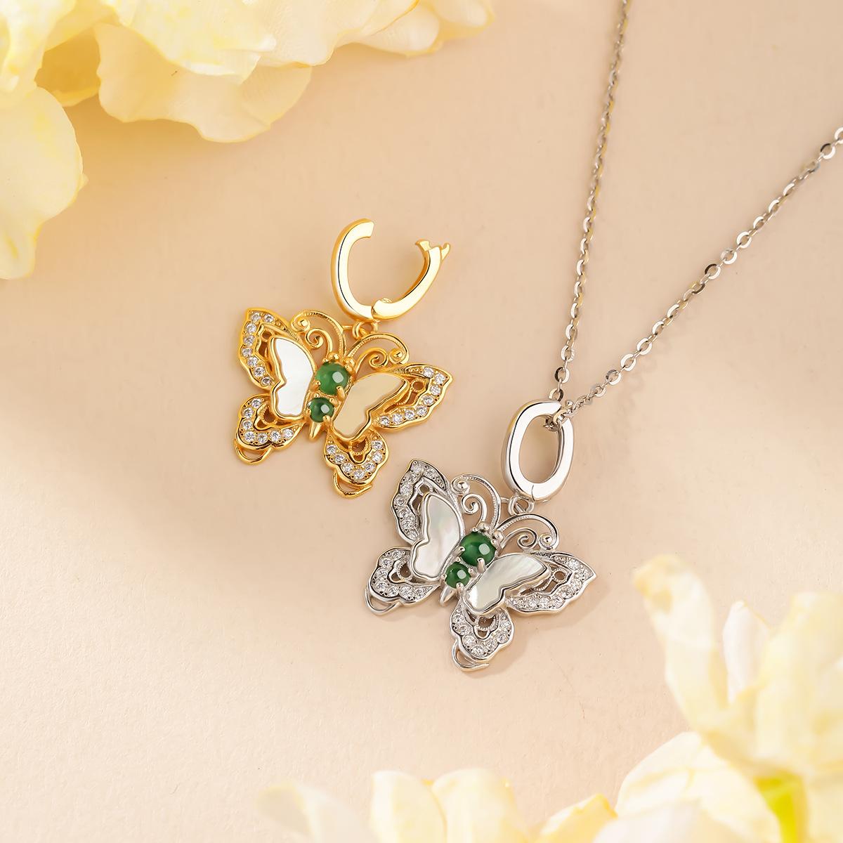 S925 Silver Butterfly Necklace Natural Jade Silver Inlaid White Fritillaria Exquisite Multi functional Clavicular Chain Jewelry 925 silver
S925 Silver Butterfly Necklace Natural Jade Silver Inlaid White Fritillaria Exquisite Multi functional Clavicular Chain Jewelry 925 silver