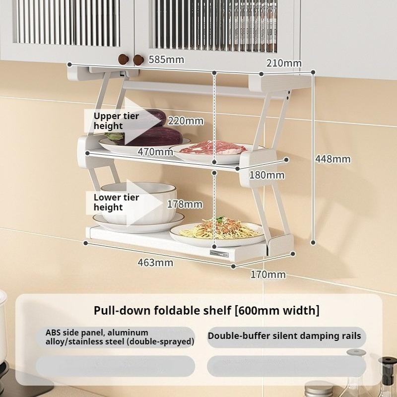 Stainless Steel Wall Cabinet Rack Foldable Pull-down Kitchen Storage Rack Double-layer Organizer Hanging Shelves Storage Food
Stainless Steel Wall Cabinet Rack Foldable Pull-down Kitchen Storage Rack Double-layer Organizer Hanging Shelves Storage Food