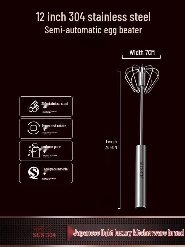 Zhaoran Stainless Steel Manual Semi-Automatic Egg Beater
Zhaoran Stainless Steel Manual Semi-Automatic Egg Beater