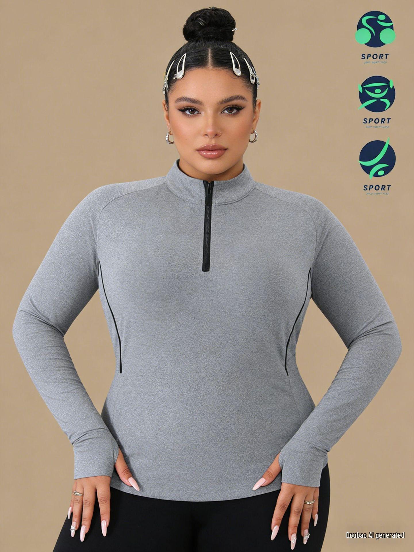 Plus Size Women s Quick-Dry Yoga Top - Long Sleeve, Breathable, Tight-Fit, European/American Style for Spring/Autumn Fitness. 2XL светло-серый
Plus Size Women s Quick-Dry Yoga Top - Long Sleeve, Breathable, Tight-Fit, European/American Style for Spring/Autumn Fitness. 2XL светло-серый
