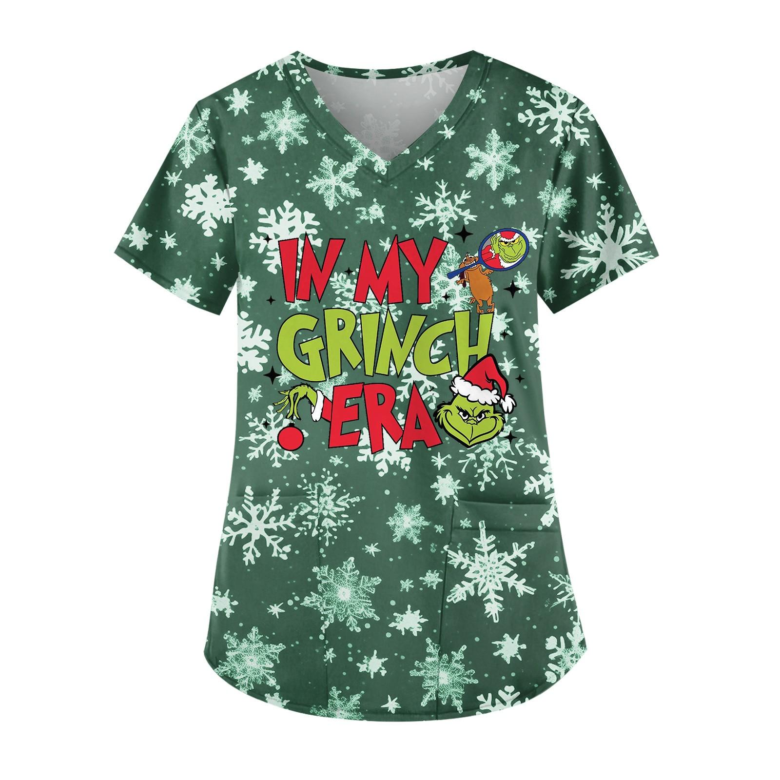 Women s Cute Printed Work Clothes V-neck Double Layer Pockets Basic Short Sleeve Top Pullover Christmas M зелений
Women s Cute Printed Work Clothes V-neck Double Layer Pockets Basic Short Sleeve Top Pullover Christmas M зелений