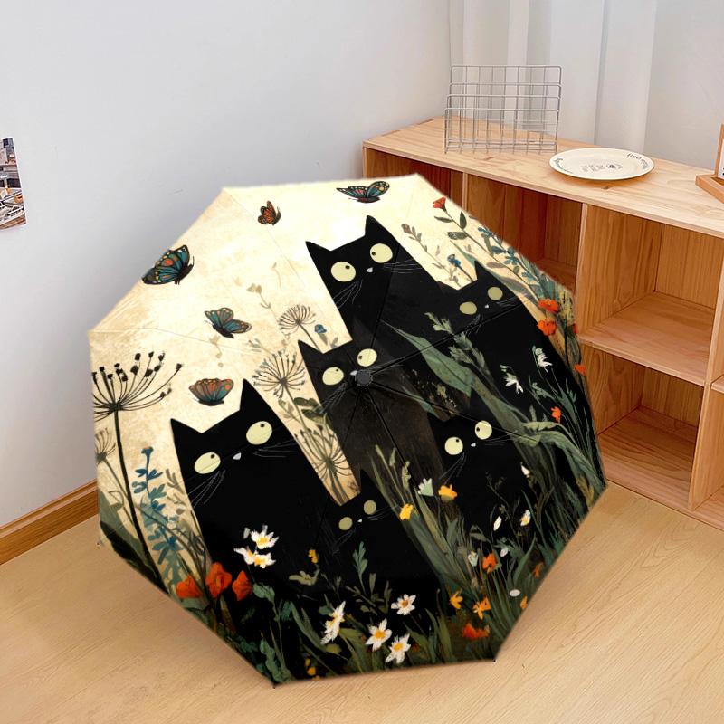 0106 Floral Black Cat & Butterfly pattern, automatic folding umbrella, portable and foldable design, 8 ribs, a Christmas or birthday gift.
0106 Floral Black Cat & Butterfly pattern, automatic folding umbrella, portable and foldable design, 8 ribs, a Christmas or birthday gift.