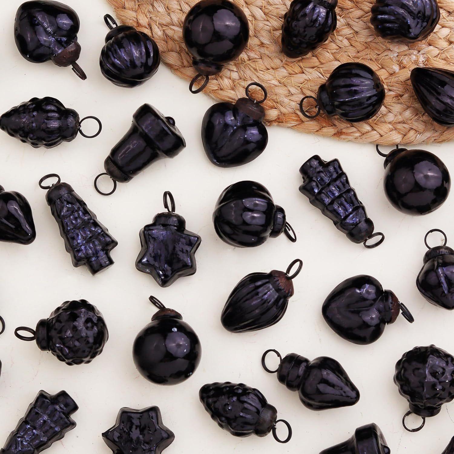 25 Pieces Black Glass Vintage Christmas Ornaments Mini Bulk Decorative Ornaments X mas Balls for Halloween, Christmas Tree 1 x 1.5 inch
25 Pieces Black Glass Vintage Christmas Ornaments Mini Bulk Decorative Ornaments X mas Balls for Halloween, Christmas Tree 1 x 1.5 inch