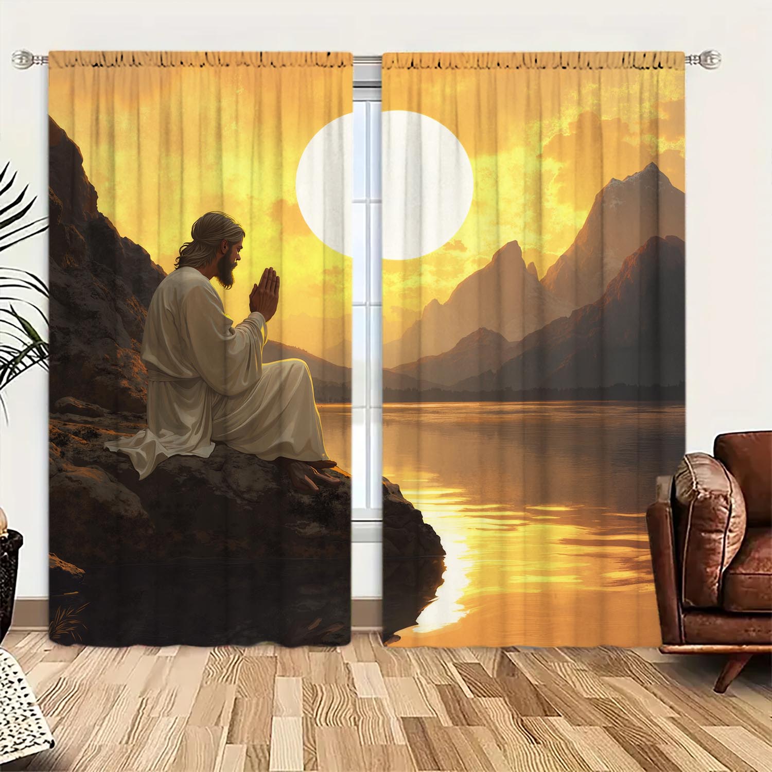 Artistic Panels Rising Sun Jesus East Semi Curtain Half Suitable Home Decorative Curtains Light Blocking Made Of Polyester W100*H70(CM)-Grommet top&1PCS
Artistic Panels Rising Sun Jesus East Semi Curtain Half Suitable Home Decorative Curtains Light Blocking Made Of Polyester W100*H70(CM)-Grommet top&1PCS