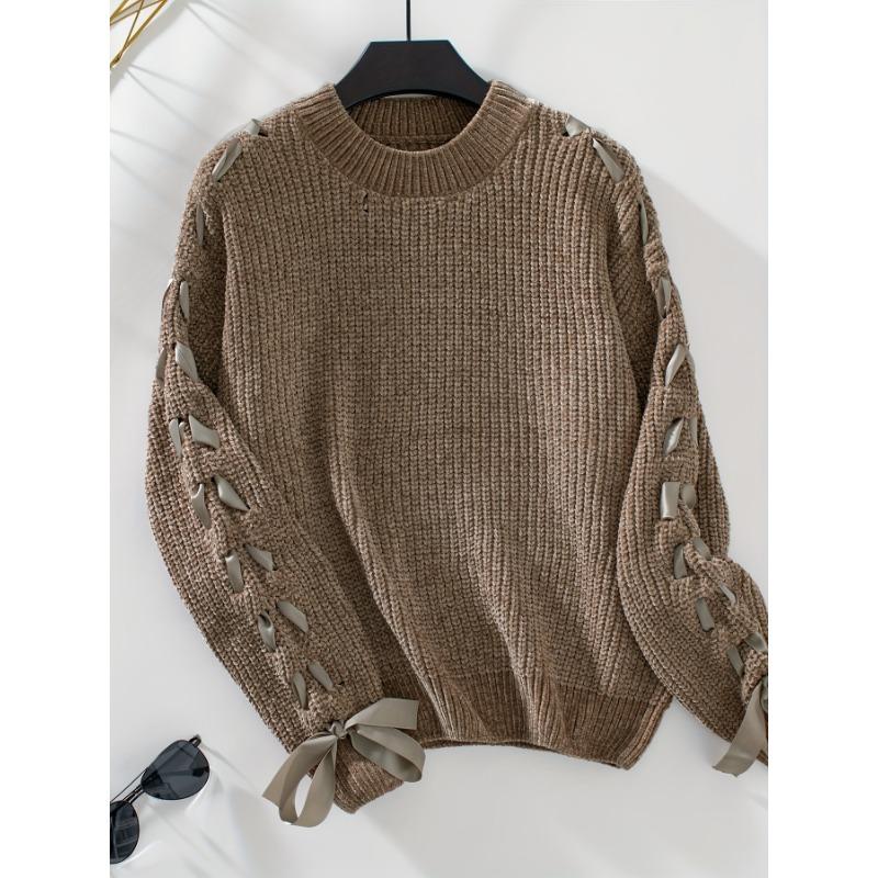 Однотонный свитер с круглым вырезом и бантом, Повседневный свитер с длинным рукавом для осени и зимы, Женская одежда S
Однотонный свитер с круглым вырезом и бантом, Повседневный свитер с длинным рукавом для осени и зимы, Женская одежда S