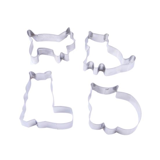 4 шт. Милый кот из нержавеющей стали формочки для печенья DIY Фондант Кондитерские Изделия Форма для печенья Cat