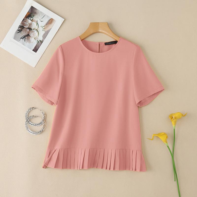 ZANZEA Женская повседневная летняя блузка с круглым вырезом и коротким рукавом розовый
ZANZEA Женская повседневная летняя блузка с круглым вырезом и коротким рукавом розовый