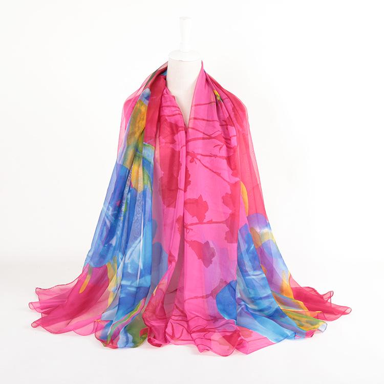 Универсальный шифоновый шарф: Женская шаль для защиты от солнца на осень/зиму, пляжное полотенце очень большого размера в корейском стиле, длинный марлевый платок