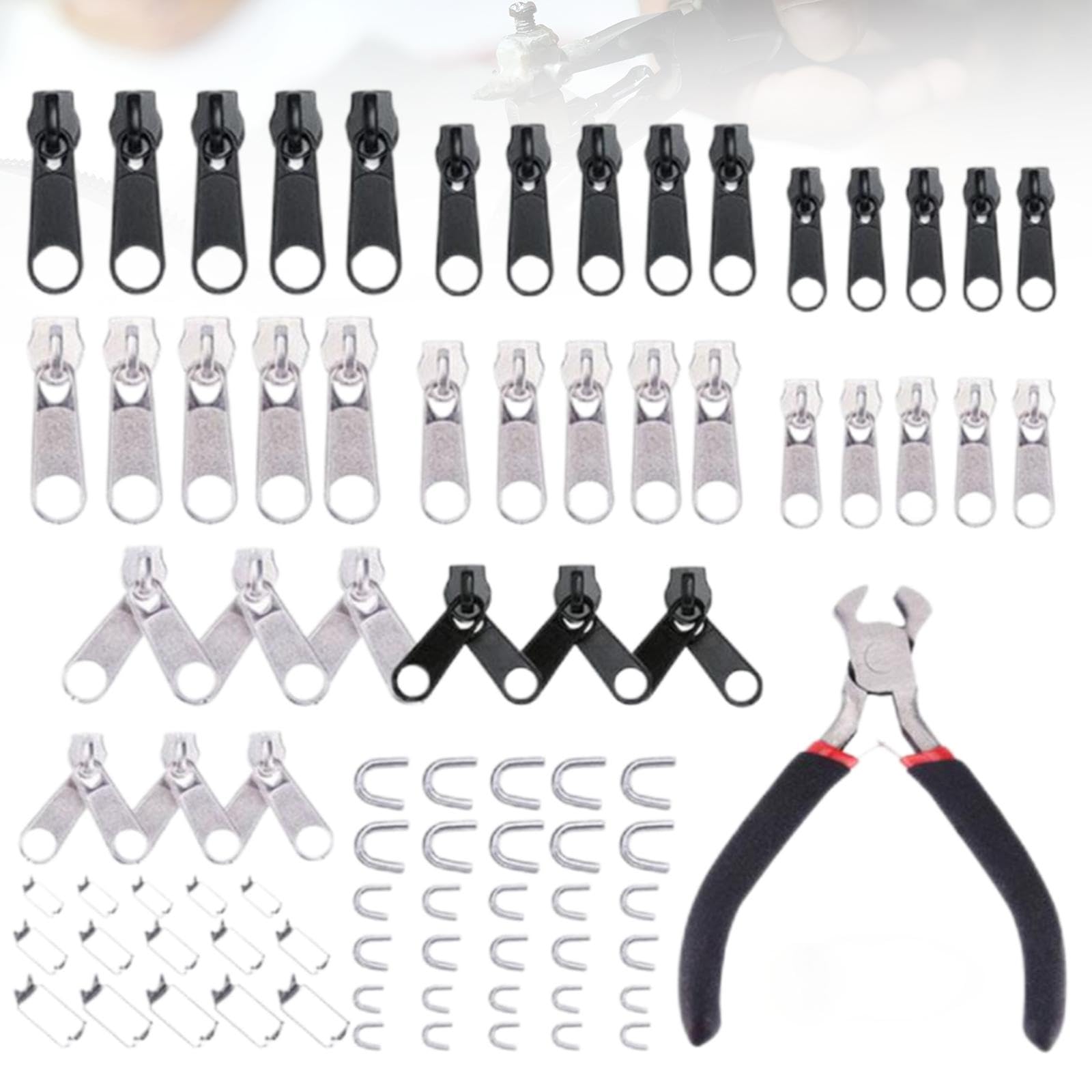 Set of 85 Zipper Fastener Repair Kit with 1 Repair чёрный
Set of 85 Zipper Fastener Repair Kit with 1 Repair чёрный