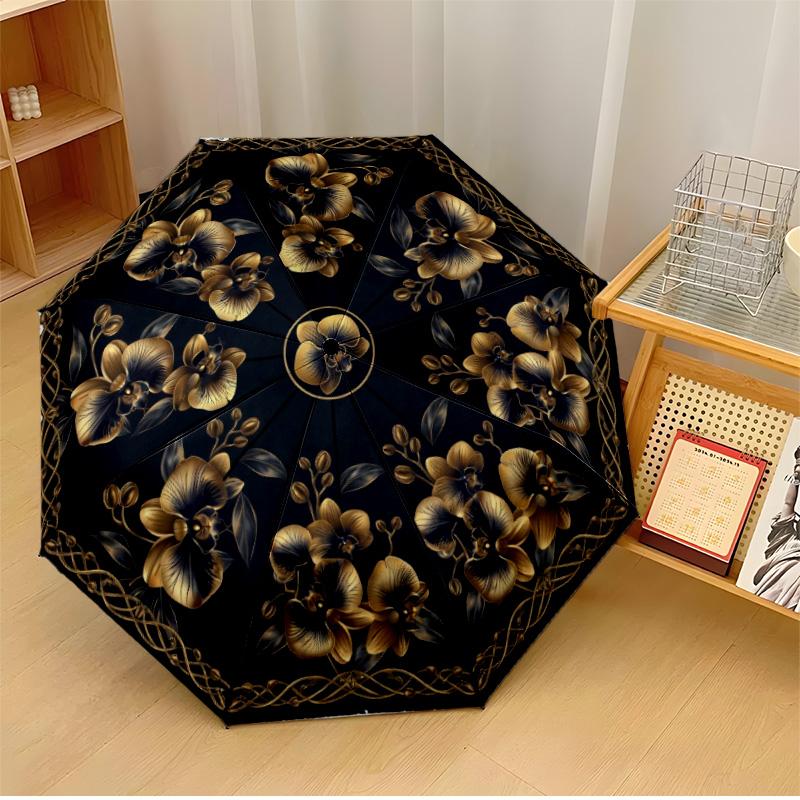 Golden Floral Stained Glass Theme Automatic Umbrella Compact 8-Rib Design Sturdy Construction Durable Umbrella Stylish Accessory
Golden Floral Stained Glass Theme Automatic Umbrella Compact 8-Rib Design Sturdy Construction Durable Umbrella Stylish Accessory