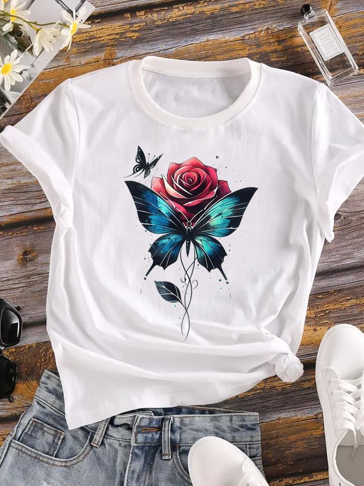 (Asian Size) trend butterfly 90s Women Tee Top Clothing Casual Flower Fashion Short Sleeve T Shirt Print Lady Female Graphic T-shirt S
(Asian Size) trend butterfly 90s Women Tee Top Clothing Casual Flower Fashion Short Sleeve T Shirt Print Lady Female Graphic T-shirt S