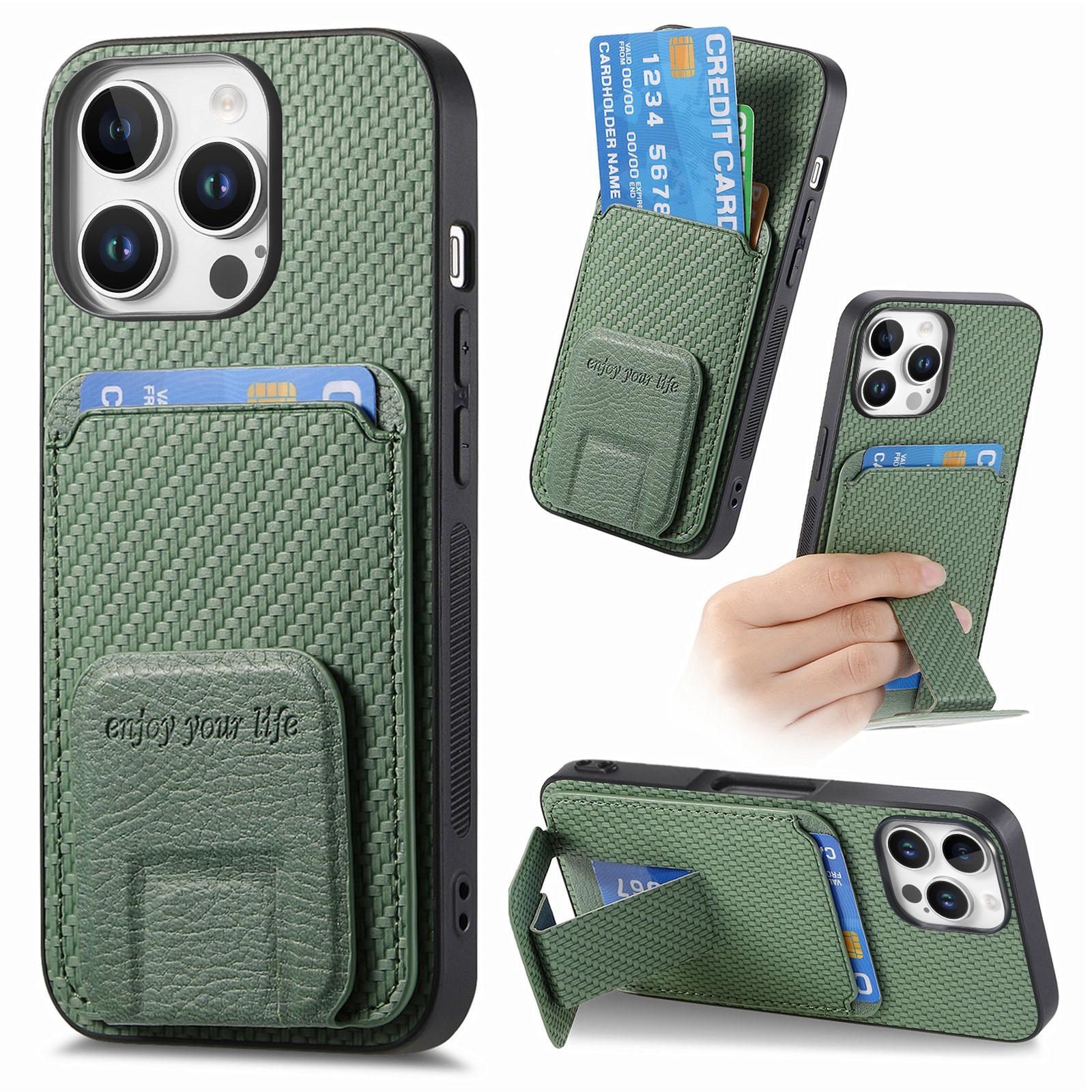 C1-11 for iPhone 16 Pro Max Case Card Holder Carbon Fiber Texture Leather Coated TPU Phone Cover Green
C1-11 for iPhone 16 Pro Max Case Card Holder Carbon Fiber Texture Leather Coated TPU Phone Cover Green