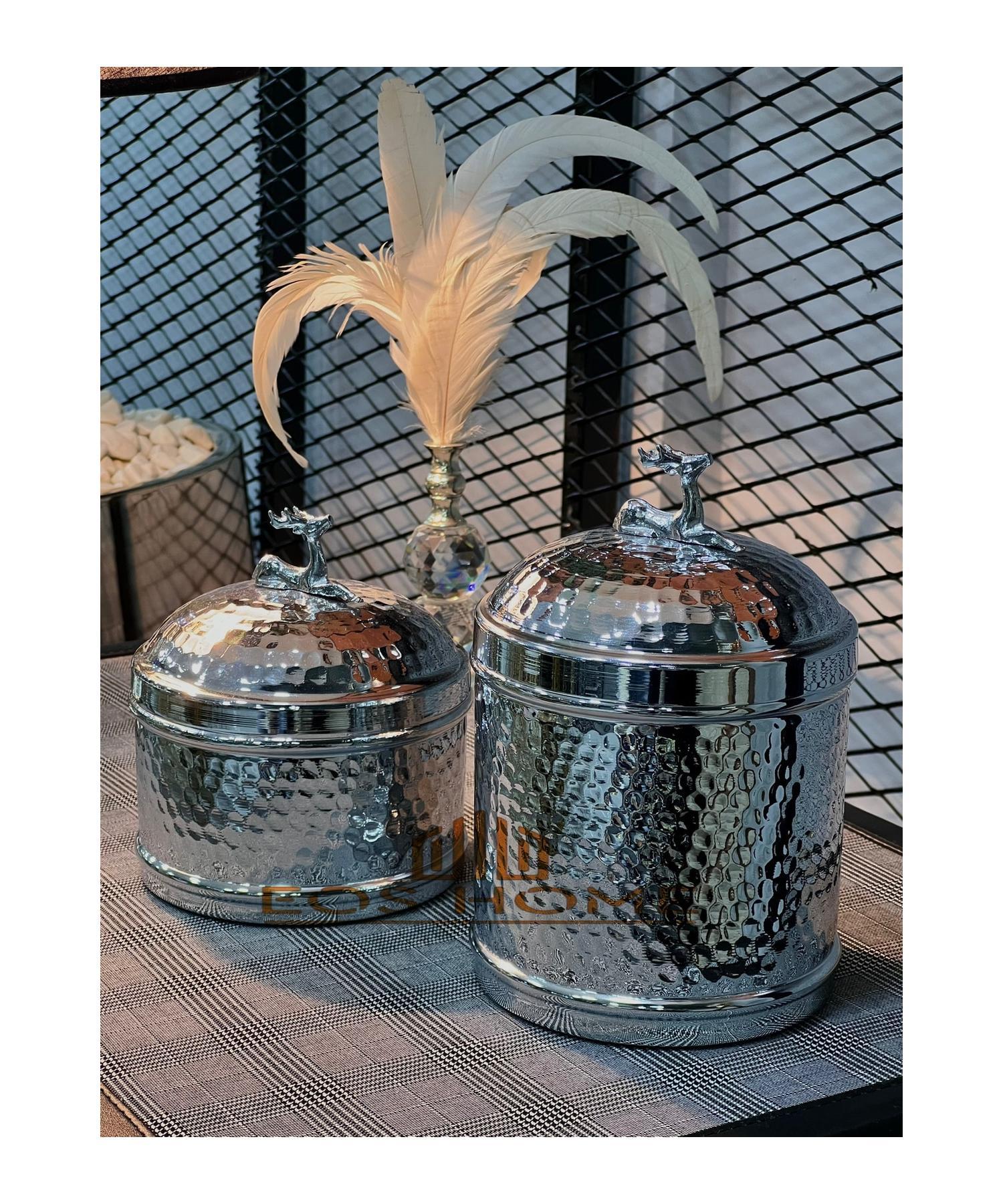 Коробка с двойным оленем, серебро 
Коробка с двойным оленем, серебро