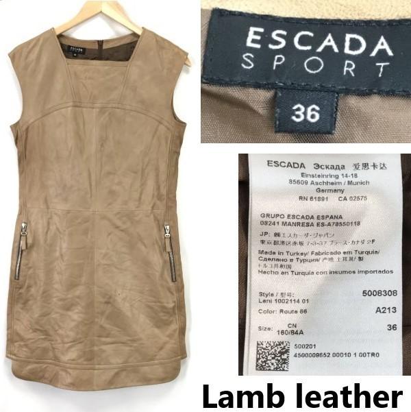 ESCADA SPORT Genuine Lamb Leather Sleeveless Dress 36 S Mini Knee Length Brown Dress
ESCADA SPORT Genuine Lamb Leather Sleeveless Dress 36 S Mini Knee Length Brown Dress