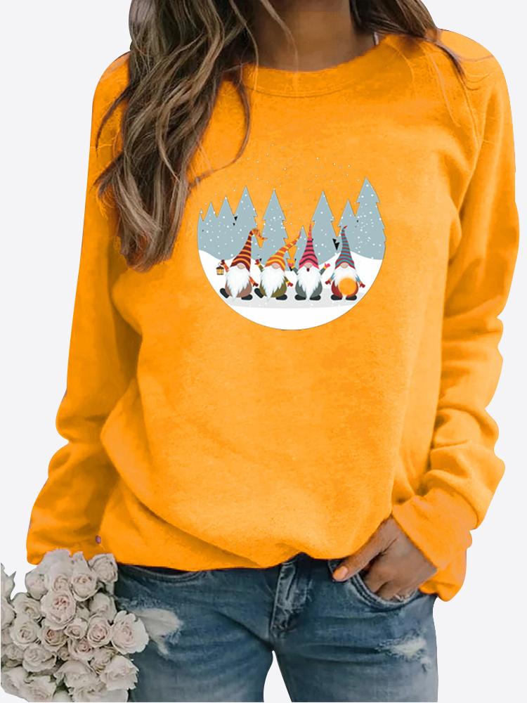 Осенний новый свитер, женские топы с принтом, футболка, женская Повседневная толстовка с круглым вырезом и длинными рукавами, блузка больших размеров 3XL жёлтый