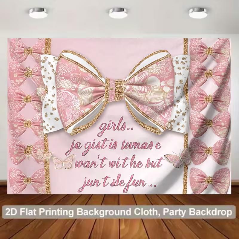 2D Pink Gold Bow & Butterfly Backdrop for Girls Party Background Banner 47.2x31.5inch/120*80cm
2D Pink Gold Bow & Butterfly Backdrop for Girls Party Background Banner 47.2x31.5inch/120*80cm