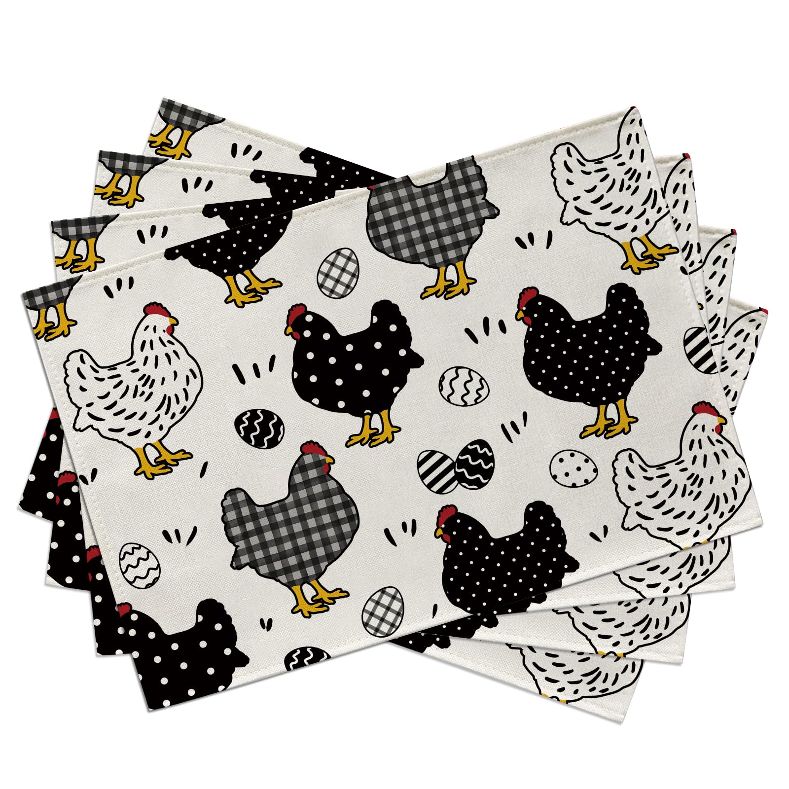 Chicken Hen Placemats Set of 4, Eggs Buffalo Plaid Polka Dots Farm Dining Table Place Mats, Spring Farmhouse Rustic Kitchen Decor Home Decorati 4Pcs-12 X18
Chicken Hen Placemats Set of 4, Eggs Buffalo Plaid Polka Dots Farm Dining Table Place Mats, Spring Farmhouse Rustic Kitchen Decor Home Decorati 4Pcs-12 X18