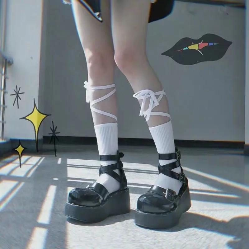 Women Sexy Bandage Knitted Thigh High Stockings Harajuku Gothic Criss Cross Student JK Uniform Over Knee Socks Hosiery One Size
Women Sexy Bandage Knitted Thigh High Stockings Harajuku Gothic Criss Cross Student JK Uniform Over Knee Socks Hosiery One Size