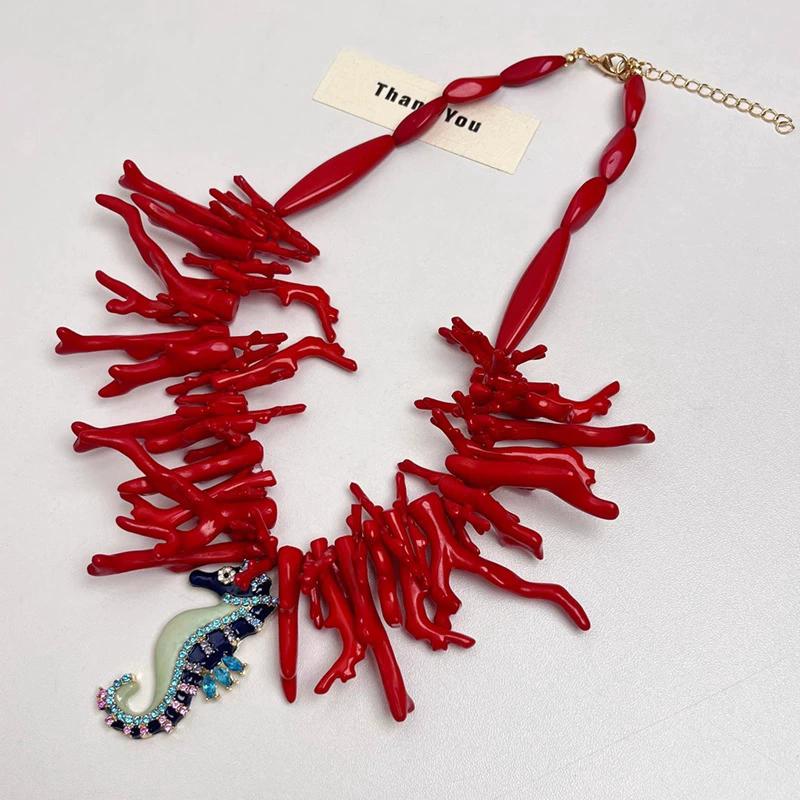 Fashionable Exaggerated Bohemian-Style Red Resin Coral Necklace 2025 New Seahorse Pendant Collarbone Chain Women Trendy Jewelry Other
Fashionable Exaggerated Bohemian-Style Red Resin Coral Necklace 2025 New Seahorse Pendant Collarbone Chain Women Trendy Jewelry Other