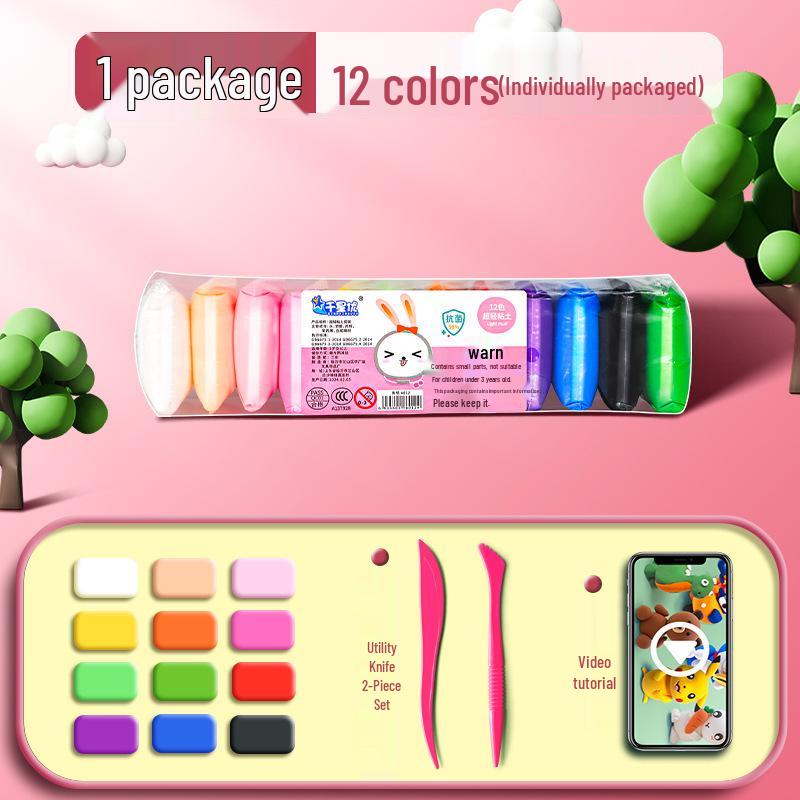 Super Light Non-Toxic Odorless Clay for Kids - 12 Colors Playdough Set
Super Light Non-Toxic Odorless Clay for Kids - 12 Colors Playdough Set