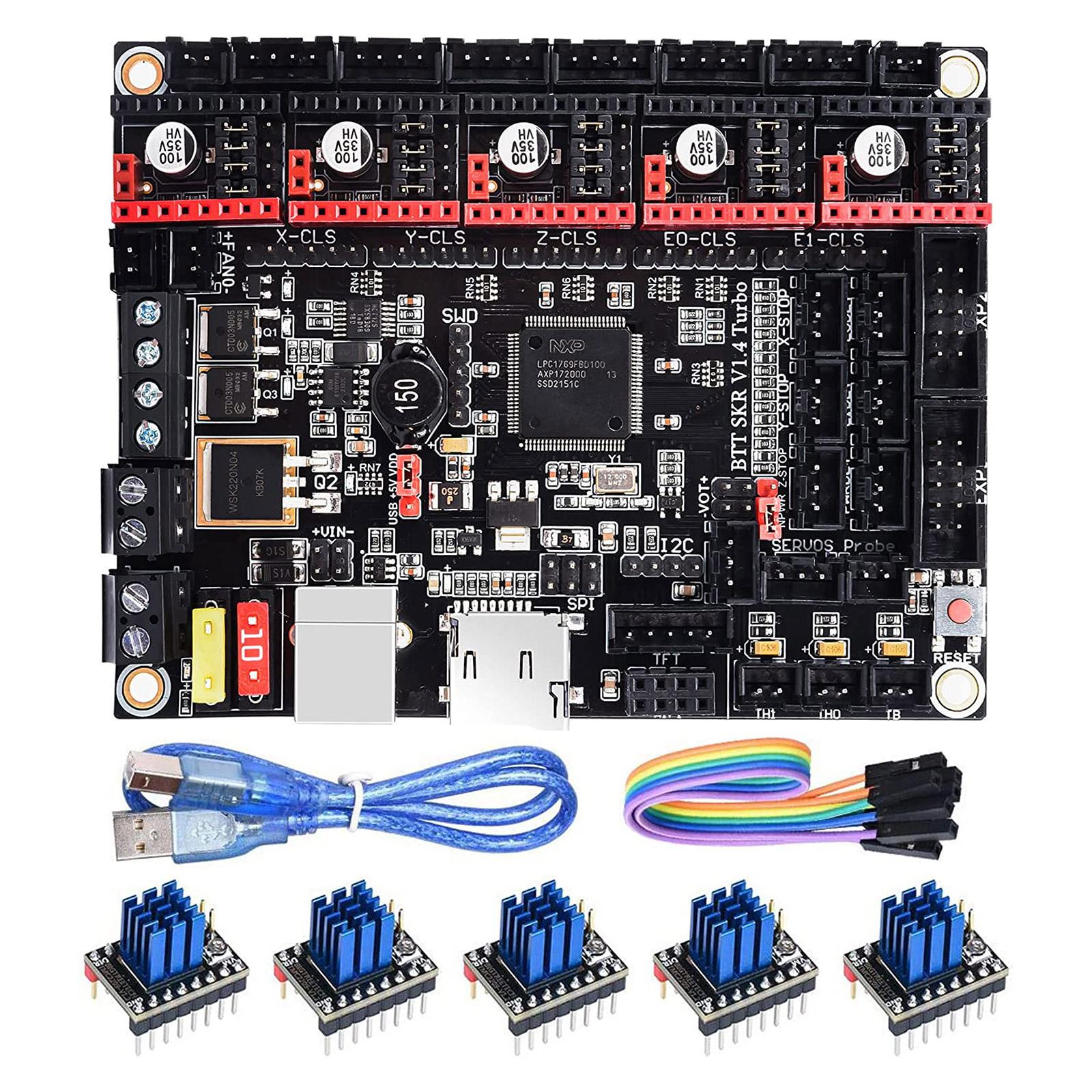 Плата управления SKR V1.4Turbo, 32 бита для TFT35 E3V3.0.1/TFT70 Touch 3D-принтеров, поддержка шагового драйвера TMC2209
Плата управления SKR V1.4Turbo, 32 бита для TFT35 E3V3.0.1/TFT70 Touch 3D-принтеров, поддержка шагового драйвера TMC2209