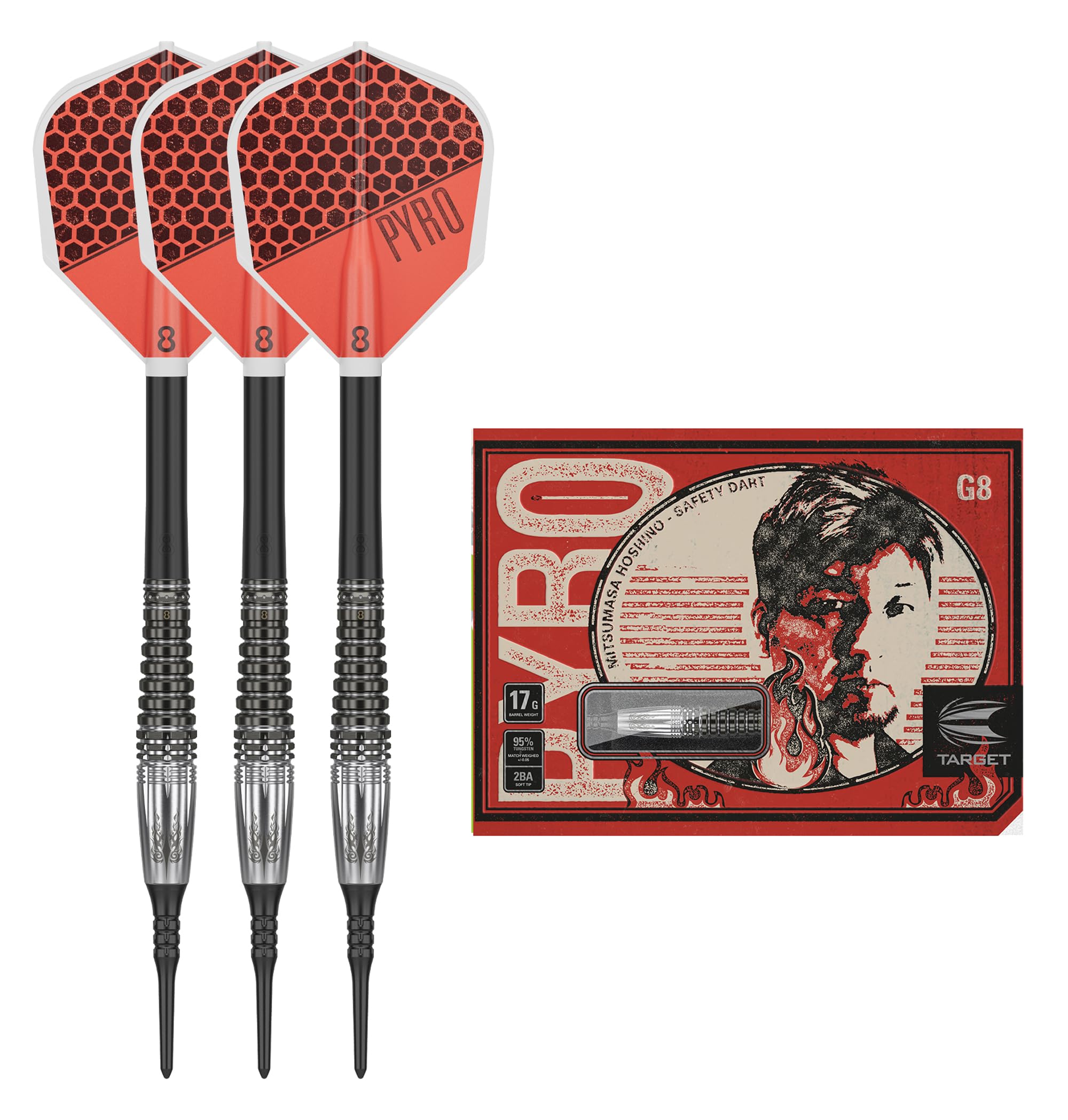 TARGET PYRO Mitsumasa Hoshino Model Tungsten 2BA 17g G8.1 Darts, (PYRO GEN-8.1 95%) Barrel, красный
TARGET PYRO Mitsumasa Hoshino Model Tungsten 2BA 17g G8.1 Darts, (PYRO GEN-8.1 95%) Barrel, красный