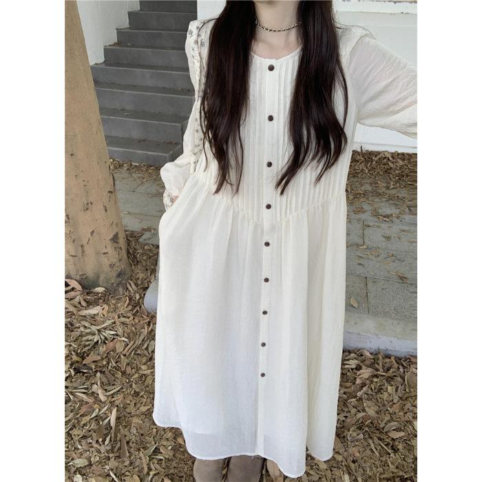 Korean pleated long-sleeved dress women s early autumn new design sense high waist loose long A-shaped skirt tide 2XL абрикос світлого кольору
Korean pleated long-sleeved dress women s early autumn new design sense high waist loose long A-shaped skirt tide 2XL абрикос світлого кольору