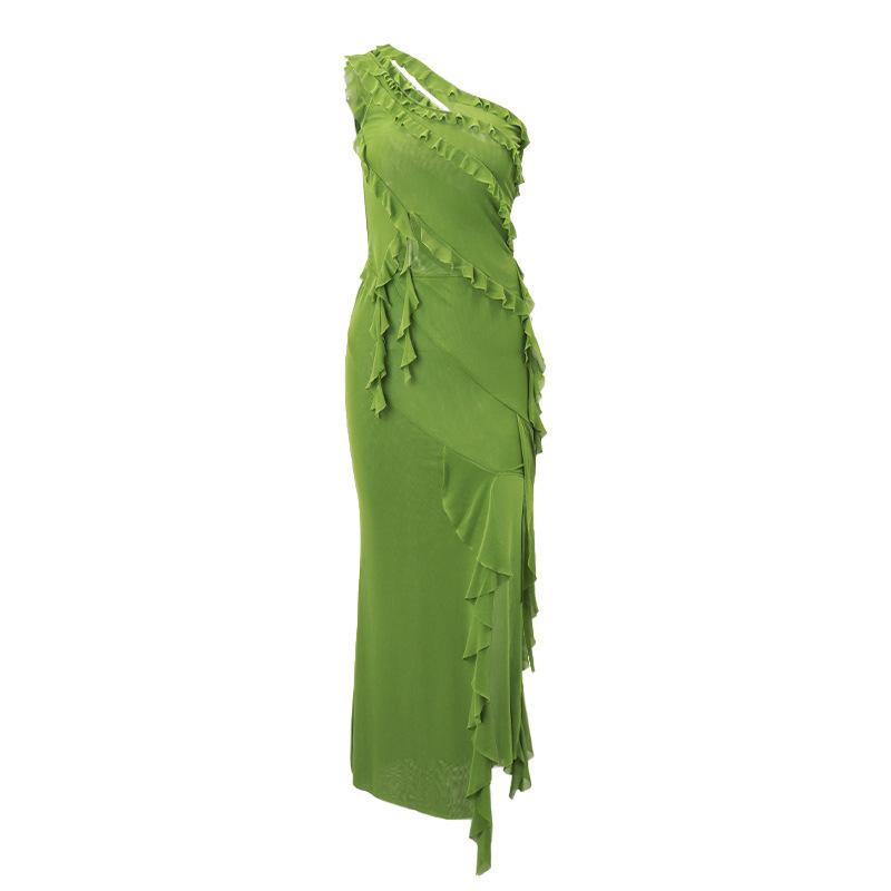 Летний новый стиль, сексуальный топ с диагональными плечами и открытым пупком, рюшами, нерегулярный топ на бретелях, темпераментный комплект с низкой талией, полуюбка для женщин S зелёный
Летний новый стиль, сексуальный топ с диагональными плечами и открытым пупком, рюшами, нерегулярный топ на бретелях, темпераментный комплект с низкой талией, полуюбка для женщин S зелёный