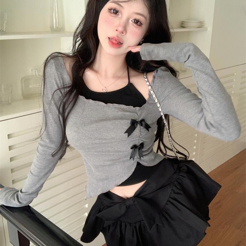 VAYLA Sweet Cute Girly Style Irregular Long-sleeved T-shirt Halter Top Hot Girl Suit Female Two-piece Set Chic S
VAYLA Sweet Cute Girly Style Irregular Long-sleeved T-shirt Halter Top Hot Girl Suit Female Two-piece Set Chic S
