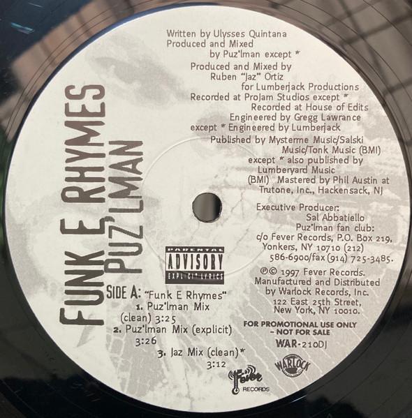 12inch Record PUZ LMAN - Funk E Rhymes / We Don t Stop WAR210 Fever Records 1997 US Rap & Hip-Hop/R&B Used
12inch Record PUZ LMAN - Funk E Rhymes / We Don t Stop WAR210 Fever Records 1997 US Rap & Hip-Hop/R&B Used