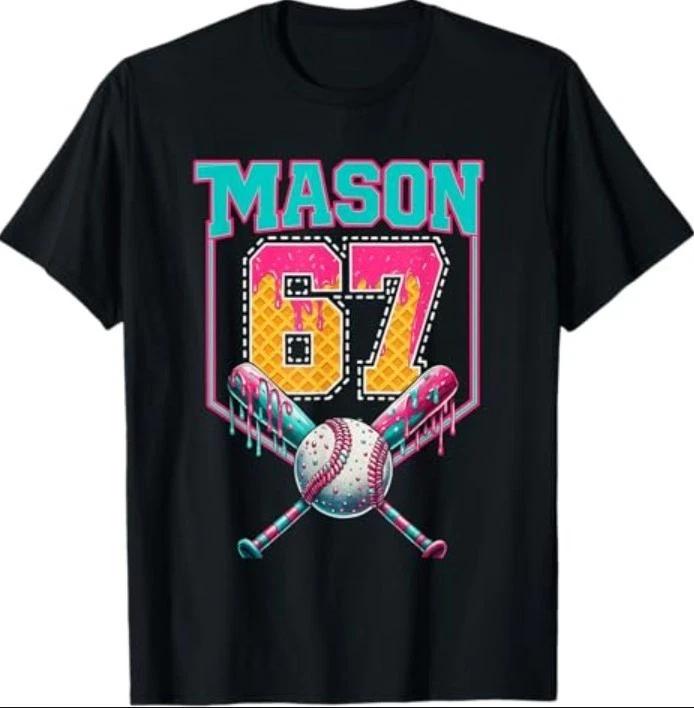 Trendy Mason 67 Mem Ice Cream Drip Baseball Birthday Costume T-Shirt S
Trendy Mason 67 Mem Ice Cream Drip Baseball Birthday Costume T-Shirt S