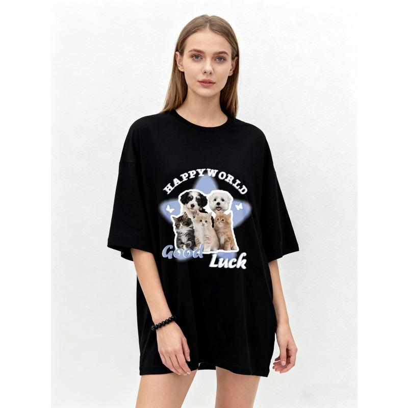 Oversized T Shirt Black Happy World Good Luck Cute Dogs And Cats Print Casual Everyday Wear XXXXL
Oversized T Shirt Black Happy World Good Luck Cute Dogs And Cats Print Casual Everyday Wear XXXXL