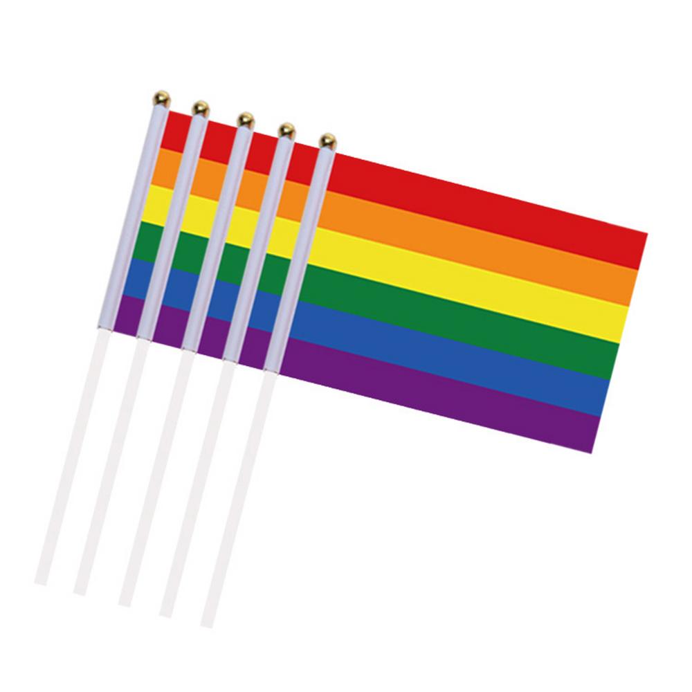 10pcs LGBT Hand Flag 14x21Cm Plastic Stick Rainbow Hand Flag Gay Lesbian Homosexual Bisexual Pride Hand Flag
10pcs LGBT Hand Flag 14x21Cm Plastic Stick Rainbow Hand Flag Gay Lesbian Homosexual Bisexual Pride Hand Flag