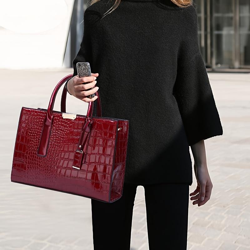 Fashionable Crocodile Print PU Tote Bag for Women - Elegant Shoulder Handbag Trendy Crossbody Purse Spacious Office Work Bag червоний
Fashionable Crocodile Print PU Tote Bag for Women - Elegant Shoulder Handbag Trendy Crossbody Purse Spacious Office Work Bag червоний