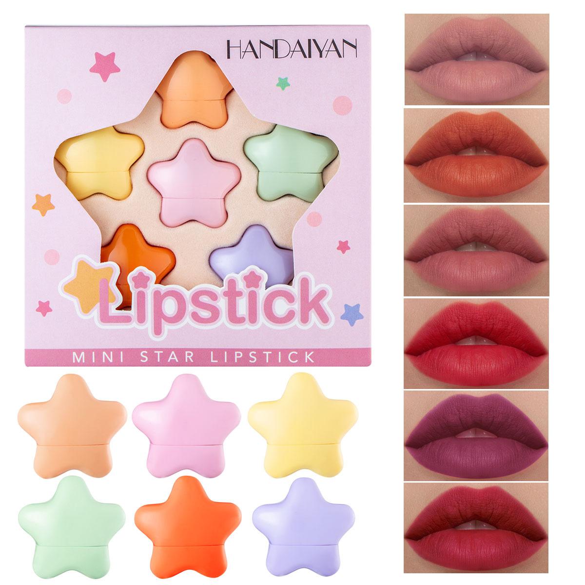 HANDAIYAN Pentagram Candy Lipstick 6 Color Set Портативный мини-набор губной помады Матовая помада
HANDAIYAN Pentagram Candy Lipstick 6 Color Set Портативный мини-набор губной помады Матовая помада