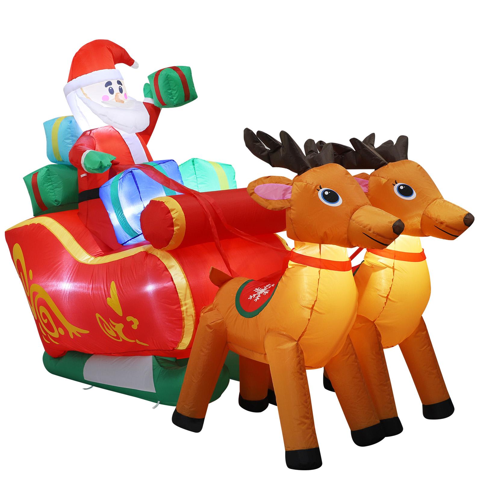 Надувные сани Санты и олени Рождественское украшение Надувной Санта на санях с 2 оленями для двора сада
Надувные сани Санты и олени Рождественское украшение Надувной Санта на санях с 2 оленями для двора сада
