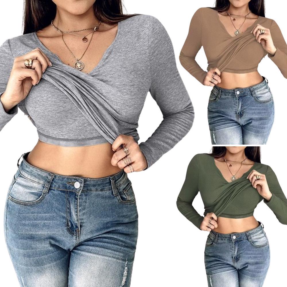 Women s Solid Color Round Neck T-shirt with Built-In Bra - European & American Style, Versatile Inner or Outer Layer. L
Women s Solid Color Round Neck T-shirt with Built-In Bra - European & American Style, Versatile Inner or Outer Layer. L