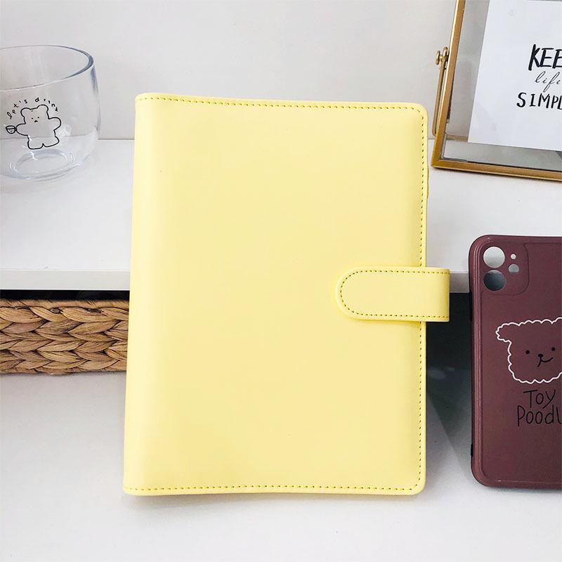 Блокнот-планировщик на кольцах формата А5 из однотонной макаронной ПУ-кожи - Простой деловой стиль